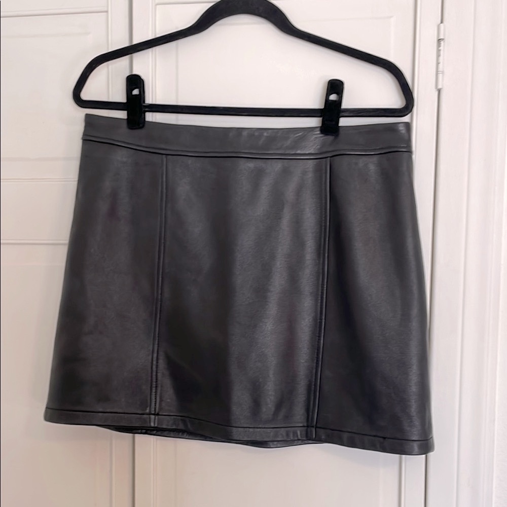 Black Real Leather Mini Skirt